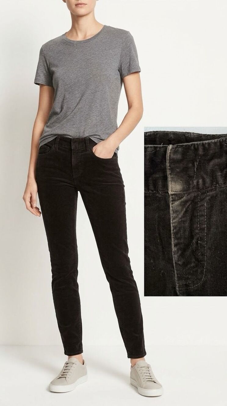 Vince Fine Corduroy Skinny Pants Black Size 4 Flaw